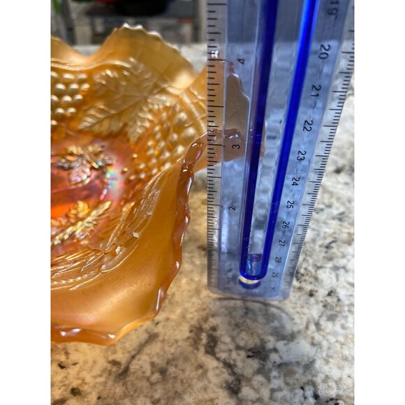 Vintage Northwood Marigold Carnival Glass Grape Cable Scalloped Iridescent - Picture 4 of 6